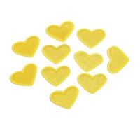 Patches for Clothing 10pcs/lot Mini Heart Applique Patch 2x2.6cm Multicolor Embroidery Iron On Patches for DIY Clothes Jeans Stickers Sewing(Yellow)