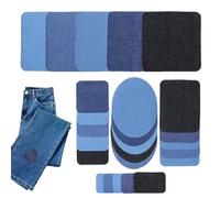 Patches for Jeans - Iron-On Sticker Inside Outside, 25 Pieces Denim Patch Kit, Clothing Repair Kit for Pants Jacket Bag, Backpack Hat Pocket Knee Inner Thigh Home Parents Students Durable Fabric