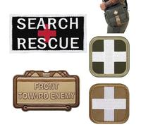 Patches Velcro Patch Set 5 x 5 cm & 5 x 10 cm - 2 Crossflowers + Rescue Service + Facing This Way - Hook Back for Tactical Backpack Vest Helmet Clothing Outdoor Use Decoration