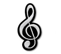 Patchicon4u Black Notes G Treble Clef Classical Music Scale Melody Grand Play Chord Sign Symbol Iron on Sew on Embroidered Applique Patch for Backpacks Clothing