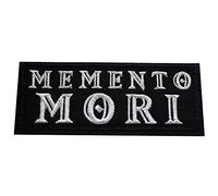 PatchKingdom Memento Mori Embroidery Patch Tactical Gear Badges Funny Biker Travel Emblem Armband Sticker Hook Loop Embroidered Decorative Patches Applique for Backpack (Black), 1.6X4''(4X10CM)