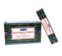 PATCHOULI FOREST, Satya, Nag Champa, Incense Sticks, 12 Packs X 15g, Hand Rolled, Perfume Scented, Joss Sticks, For Yoga & Home Fragrance, Natural, Non Toxic, Agarbatti