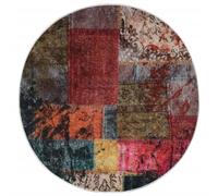 vidaXL Velvet Round Area Rug - 200cm Diameter - Decorative Design - Multicolour - Non-Slip Backing - Durable - Noise Absorbing