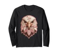 Patchwork Bald Eagle Floral Animal Collage Folk Art Graphic Long Sleeve T-Shirt