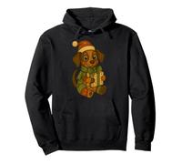 Patchwork Beagle Dog in Santa Hat for Christmas Pullover Hoodie