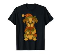 Patchwork Boxer Dog with Santa Hat for Christmas T-Shirt