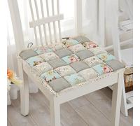 Patchwork Chair Pad with Ties, Square Lace Seat Cushion Non-slip Seat Pad, Farmhouse Flower Print Kitchen Dining Chair Cushion for Home Office Use(1pcs(16x16inch), Blue1)