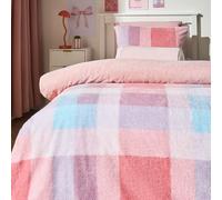 Patchwork Check Sherpa Reversible Thermal Duvet Bedding Set OHS Multi Double