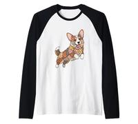 Patchwork Corgi Retro Dog Design for Dog Lovers Corgi Lovers Raglan Baseball Tee