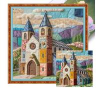 Patchwork Cottage Full 11CT DIY Stamped Cross Stitch Kits 45x45cm for Home