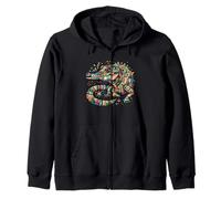 Patchwork Crocodile Lover Stuff Mosaic Vintage Alligator Zip Hoodie