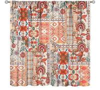 Patchwork Curtains,Rustic Country Boho Paisley Floral Home Decor Drapes for Girl Woman Bedroom Living Room Kitchen Window Treatment 2 Panels Set Total Size 42" W X 45" L Inch