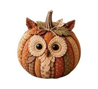 Patchwork DIY Sewing Project Cloth Pumpkin with Layered Paneling Decorative Applique Face Details Stuffed Body Warm Rustic Fall Decor Suitable for Seasonal Display, Owl