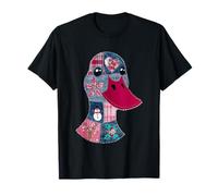 Patchwork Duck with Festive Winter Motifs T-Shirt