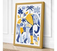 Patchwork Elephant Boho Canvas Wall Art Print 36x24 Inch