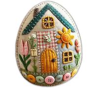 Patchwork Felt Egg House DIY Kit,DIY Patchwork Felt Egg House Chick House Craft Kit with Material Package, Instructions,Handmade Embroidered Felt Easter Eggs Kit,Home Easter Eggs Ornaments A