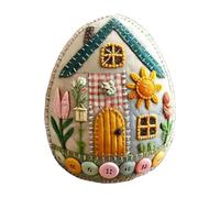 Patchwork Felt Egg House DIY Kit, Embroidered Felt Eggs Kit, Easter Craft Decor, Easter Colorful Basket Stuffers, Home Festival Bunny Party Decoration Supplies (C)