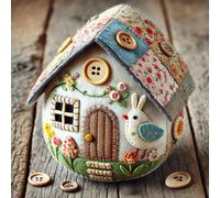 Patchwork Felt Egg House DIYs Kit, Handmade Cozy Egg House, DIYs Embroidered Chick House Craft Kit, Home Easter Eggs Ornaments with Material Package
