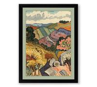 Patchwork Fields at Dusk Art Deco Framed Wall Art Print A1 (84.1×59.4cm) Black, Wall Decor for Living Room, Bedroom, Office & Home, Ready to Hang, Art Gift