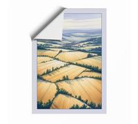 Patchwork Fields Landscape Unframed Wall Art Print A4 (29.7×21cm), Wall Decor for Living Room, Bedroom, Office & Home, Art Gift