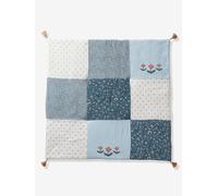 Patchwork Floor Mat/Playpen Base Mat, India printed blue