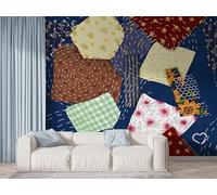 Patchwork Floral Wall Mural, Self-Adhesive Peel & Stick Wallpaper, Geometric Abstract Design Photo Wallpaper for Living Room & Bedroom (400x280 cm), F-916