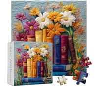 Patchwork Flower Puzzles for Adults 1000 Pieces, PICKFORU Wildflowers Book Fabric Art Puzzle, Spring Floral Garden Jigsaw Puzzles, Quilting Theme as Wall Art Decor