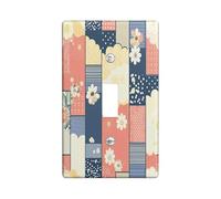 Patchwork Funky Plaid Decorative Switch Cover 1 Gang Single Toggle, Preppies Groovy Check Switchcover Wall Plate, Cute Checkered Electrical Faceplate for Bedroom Living Room Decor