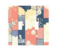 Patchwork Funky Plaid Decorative Switch Cover 2 Gang Double Toggle, Preppies Groovy Check Switchcover Wall Plate, Cute Checkered Electrical Faceplate for Bedroom Living Room Decor