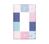 Patchwork Funky Plaid Decorative Switch Cover Plate 1 Gang Single Rocker, Preppies Groovy Check Electrical Faceplate for Bedroom Bathroom Decor, Cute Checkered Standard Size Switchplate