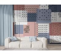 Patchwork Geometric Wall Mural, Self Adhesive Wallpaper Peel and Stick, Abstract Modern Home Decor Photo Wallpaper, Silk Cloth Mural for Living Room & Bedroom, 100x70 cm - F-949