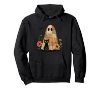 Patchwork Ghost Black Cat Quilting Halloween Pullover Hoodie