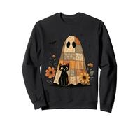 Patchwork Ghost Black Cat Quilting Halloween Sweatshirt