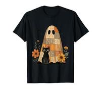 Patchwork Ghost Black Cat Quilting Halloween T-Shirt