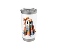 Patchwork Ghost Quilt Halloween Quilter Fall Autumn Bow Cute Stainless Steel Insulated Tumbler