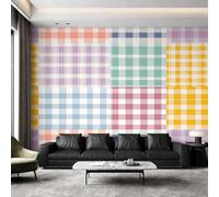 Patchwork Gingham Wallpaper - Girls Colorful Plaid Wall Mural 400x280 cm (W x H), Non-Woven Photo Wallpaper Mural for Bedroom, Living Room, Hallway, Home Decor Y&W92