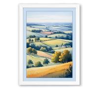 Patchwork Harvest Rustic Framed Wall Art Print A1 (84.1×59.4cm) White, Wall Decor for Living Room, Bedroom, Office & Home, Ready to Hang, Art Gift