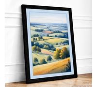 Patchwork Harvest Rustic Framed Wall Art Print A3 Black