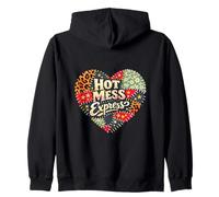Patchwork Heart Chaotic Express Design Zip Hoodie