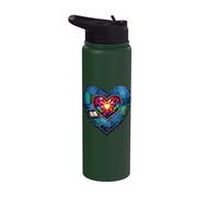 Patchwork Heart Stained Book Reader Spiritual Art Stainless Steel Insulated Water Bottle