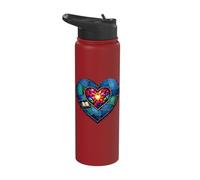 Patchwork Heart Stained Book Reader Spiritual Art Stainless Steel Insulated Water Bottle