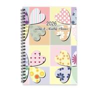 Patchwork Hearts 2026 Planner Diary A5 To Do List Notebook Year Diary 2026 Women's Notebook for Homework Week To View Monthly Year Planner with Dotted Line Note Page Slim