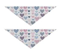 Patchwork Hearts Pastel Colors seasonal dog bandanas Unique Shape Adjustable Fit Soft Dog Scarf Cute Pet Accessories for Dogs Cats M