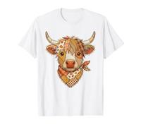 Patchwork Highland Cow Autumn Fall Farm Animal Value Graphic T-Shirt, Men, White, S