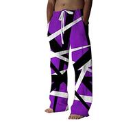 Patchwork Hippy Trousers for Men,Colour Blocking Geometric Texture Loose Fit Pants,Baggy Hippy Trousers Mens,Men/Teen Boys Vintage Hip Hop Baggy Casual Trousers Hipster Style, Loose,Breathable Purple
