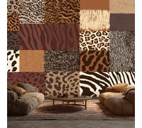 Patchwork Leopard Wallpaper, Farmhouse Zebra Animal Wallpaper for Living Room, Bedroom, Non-Woven Decor Wall Paper, Photo Mural Dining Room, Hallway, Lounge, 100 X 70 cm kqs73