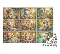 Patchwork Life 1000 Piece Jigsaw Puzzle,Home Wall Decor,Educational Toy,Great Gifts Animals,Premium Cardboard,Adults & Kids 14+,Impossible Challenge,Stress Relief 70x50cm