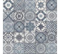 Patchwork Mediterranean Tile Vinyl By Remland (Belgravia Blue, 3M X 4M)