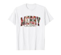 Patchwork Merry Christmas Varsity Festive Holiday T-Shirt
