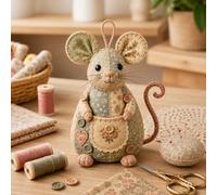 Patchwork Mouse DIY Kit,Handmade Sewing Craft Kit with Pre-Cut Fabric,Stuffing and Buttons,Creative Patchwork Animal Craft Project,Cute Mouse Ornament DIYKit,for Adults,Beginners,Gift for CraftLovers